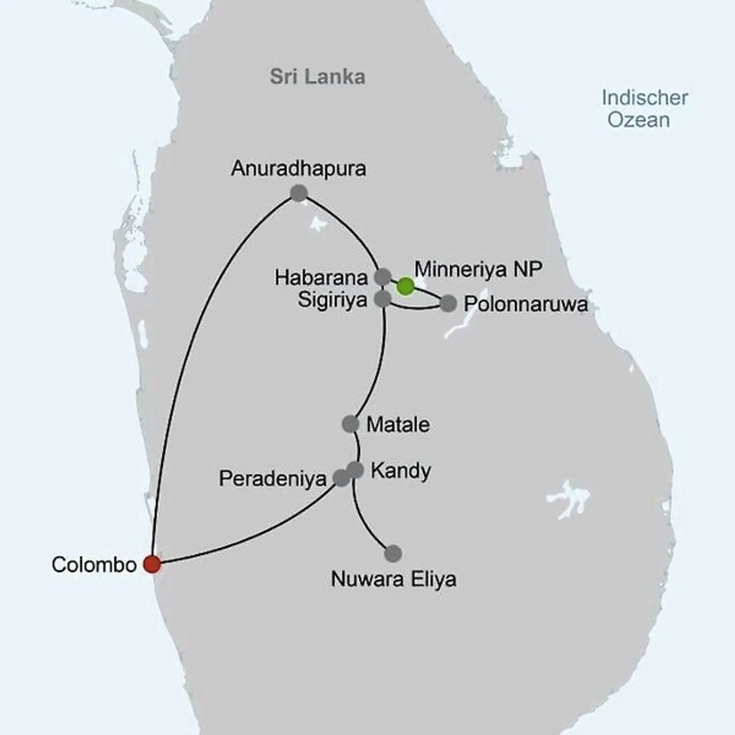 Königsstädte Sri Lankas (Privatreise) Landkarte