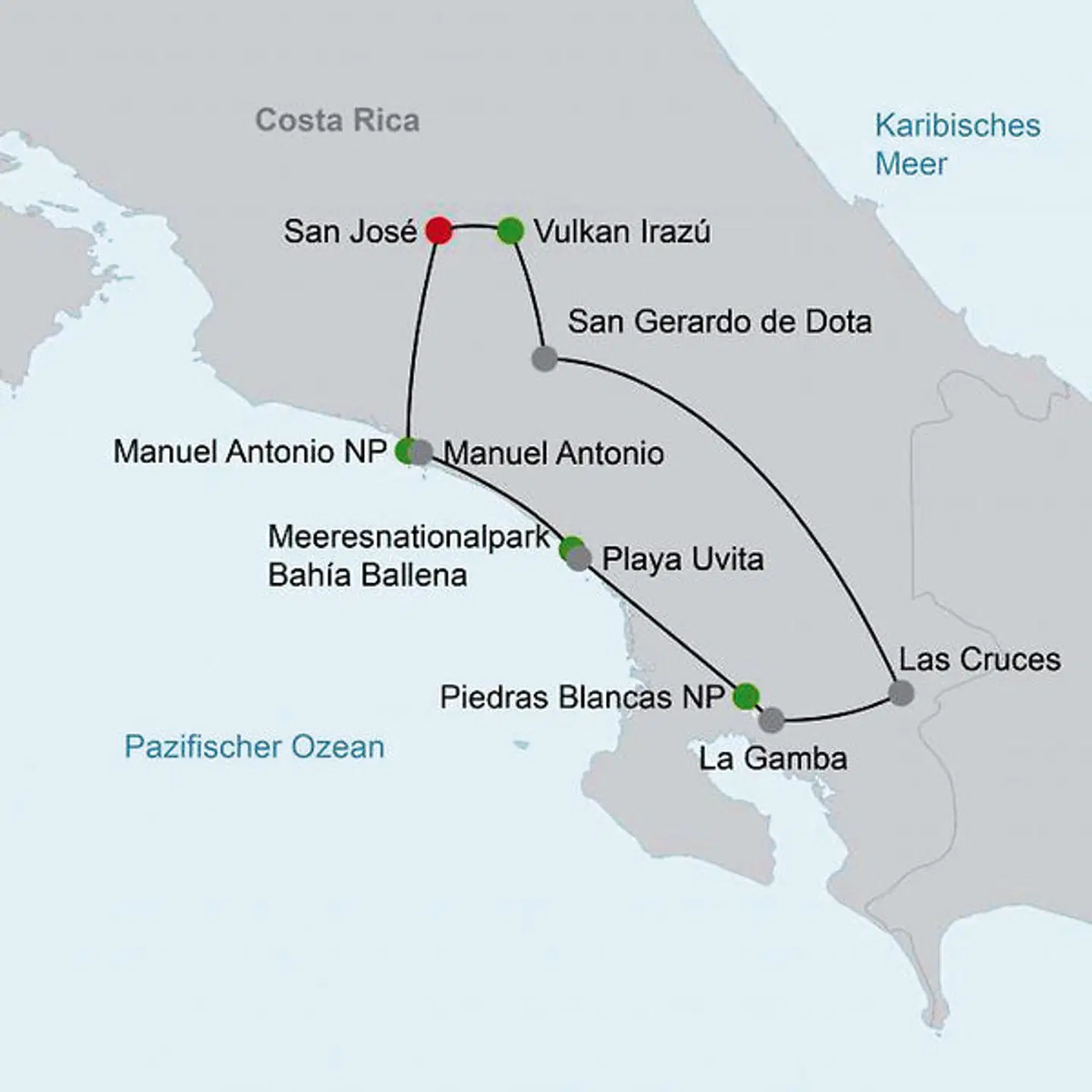 Costa Ricas wilder Süden Landkarte