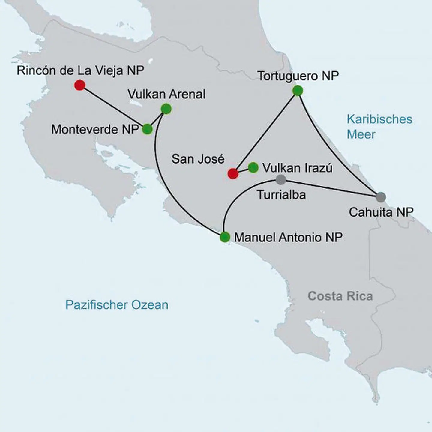 Wildlife Pur von der Karibik zum Pazifik Landkarte