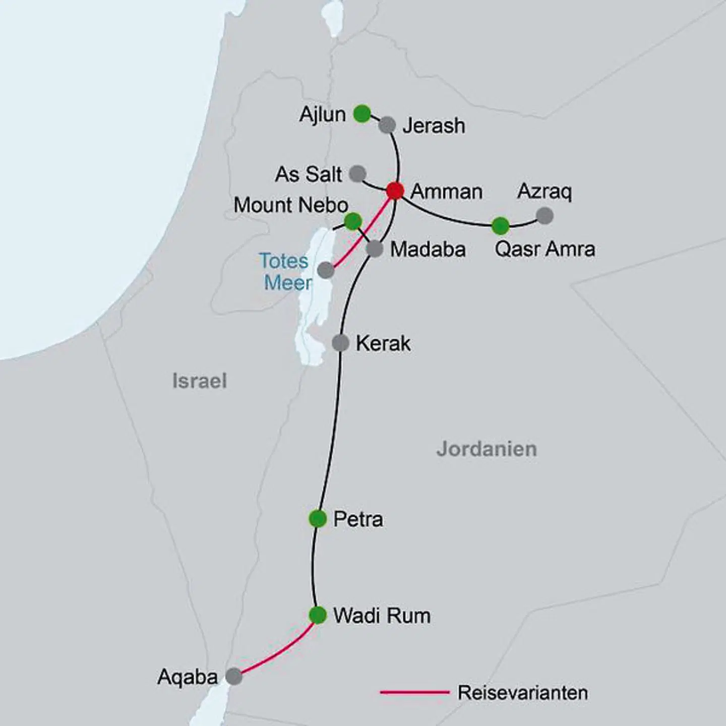 Jordanien entdecken Landkarte