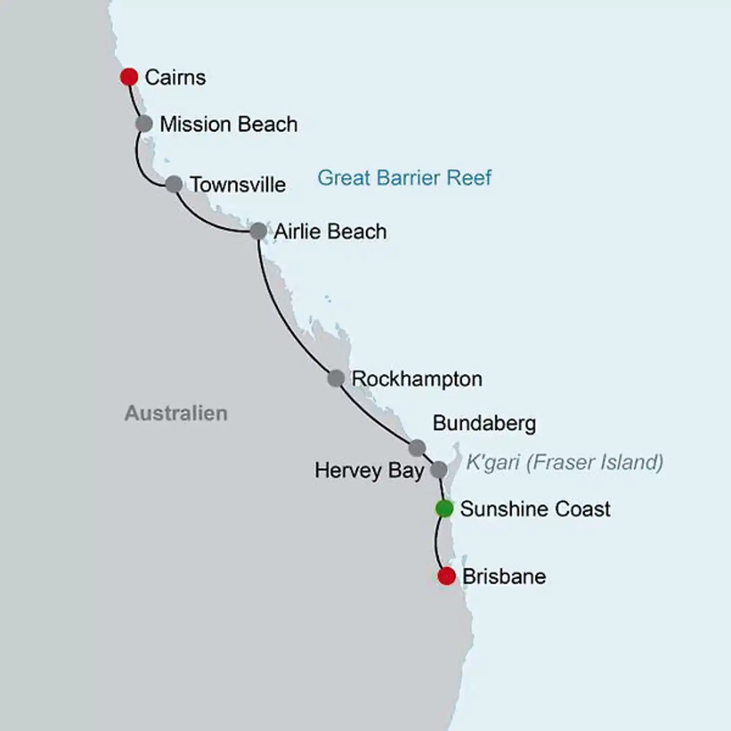 Ostküste auf eigene Faust Landkarte