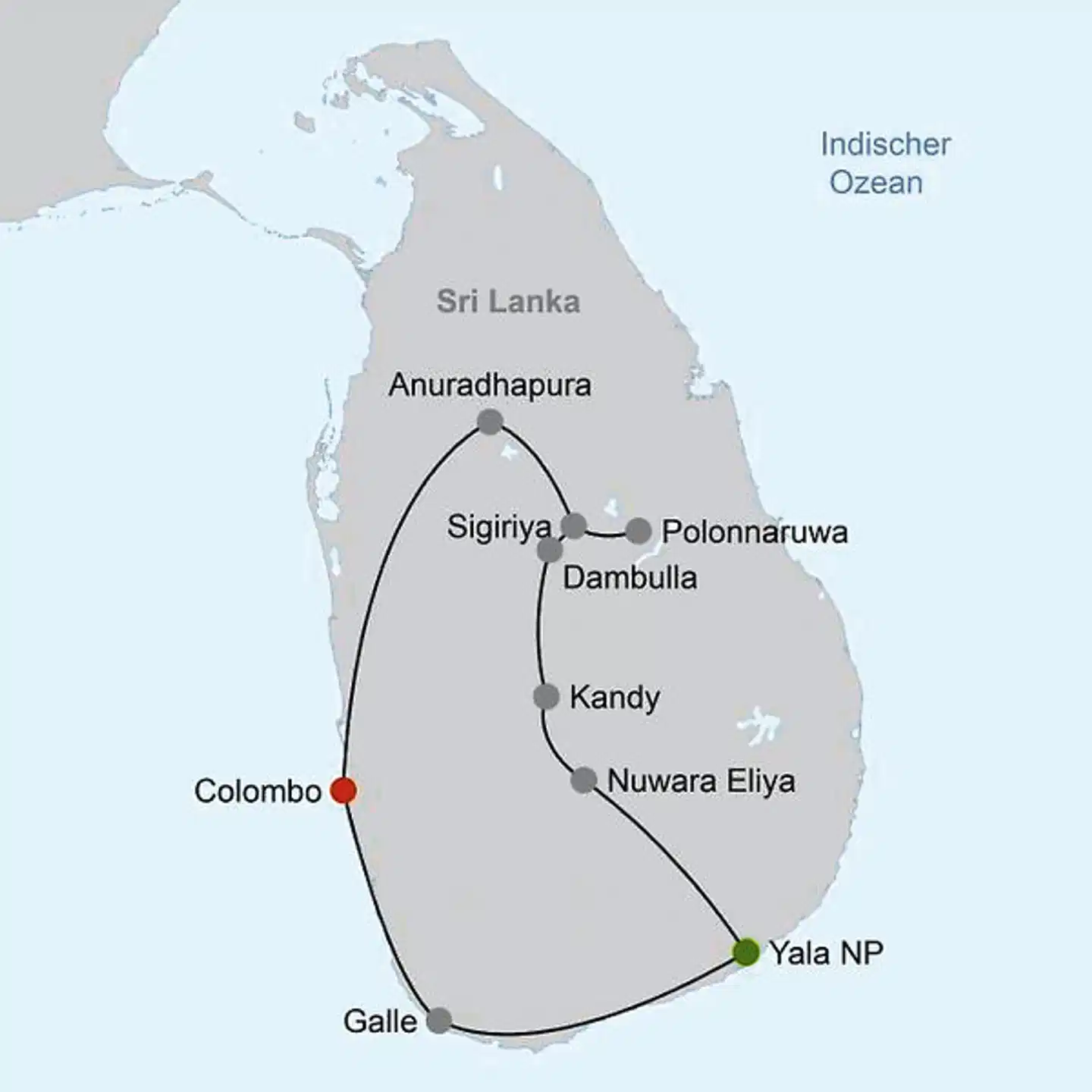 Sri Lanka entspannt genießen Landkarte
