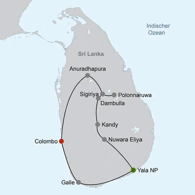 Sri Lanka entspannt genießen Landkarte