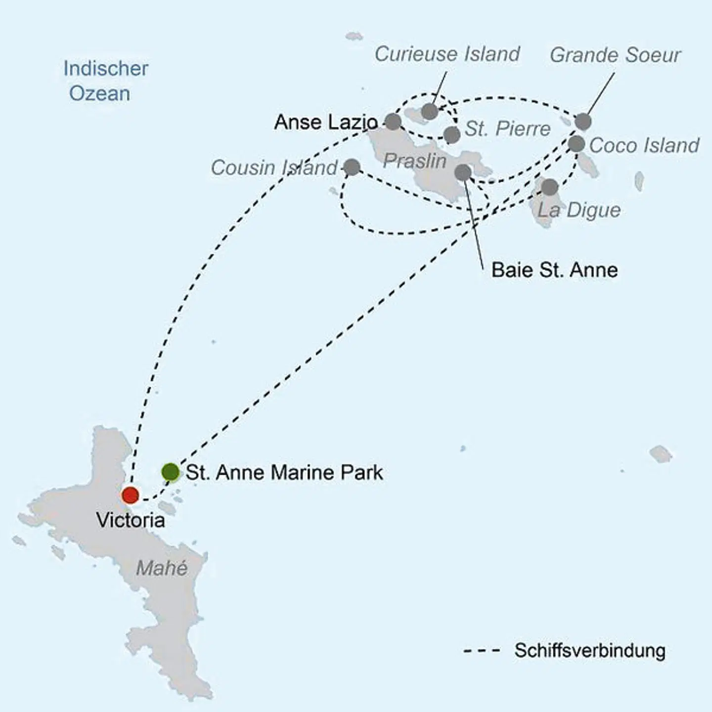 Segeltörn Praslin Dream Premium Landkarte