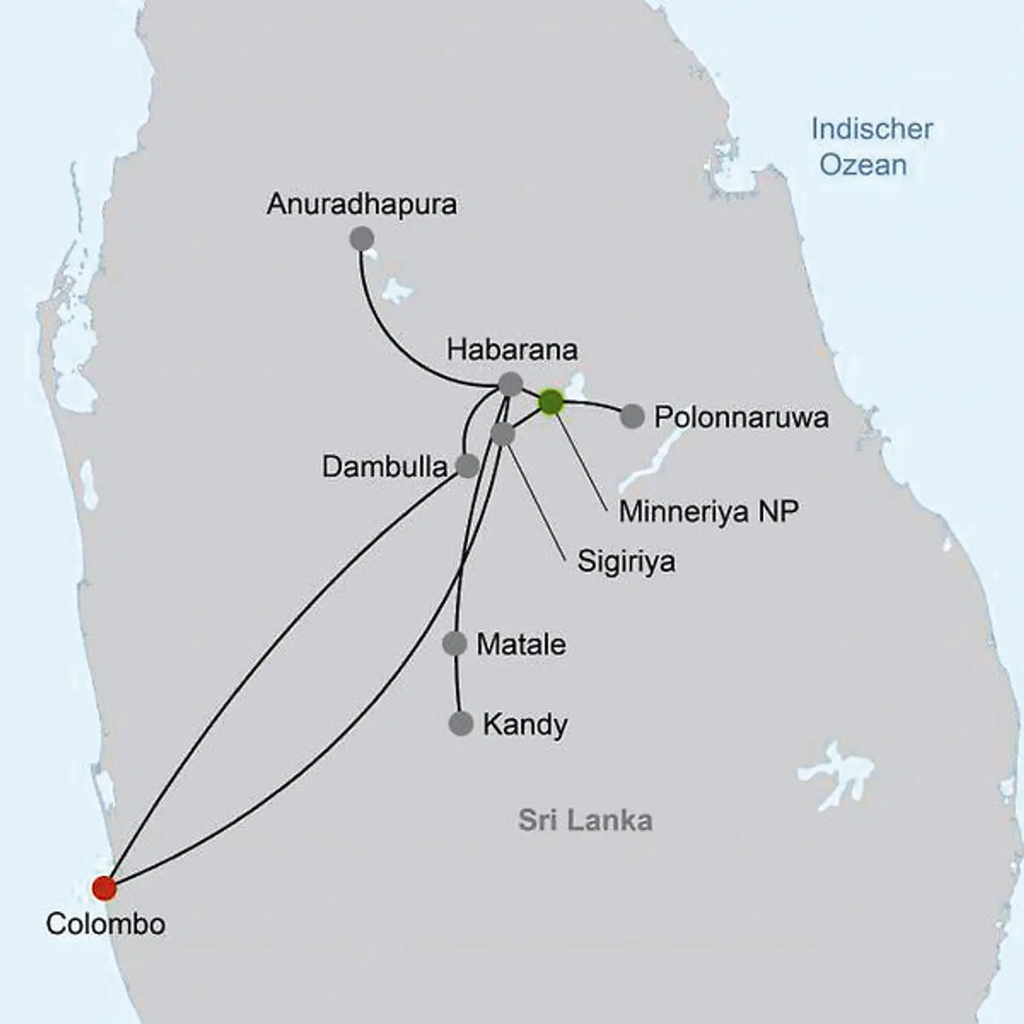 Highlights rund um Habarana Landkarte