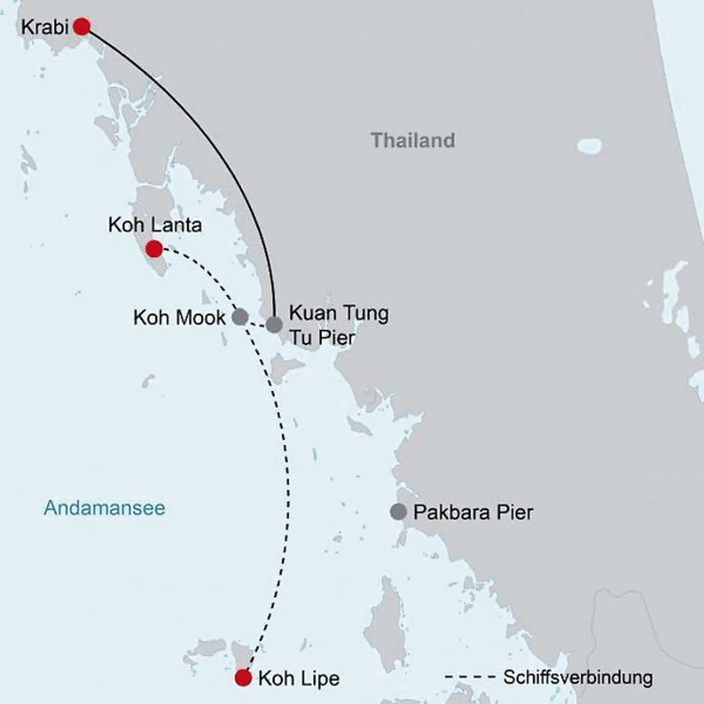 Inselhüpfen Südthailand (ab Krabi) Landkarte