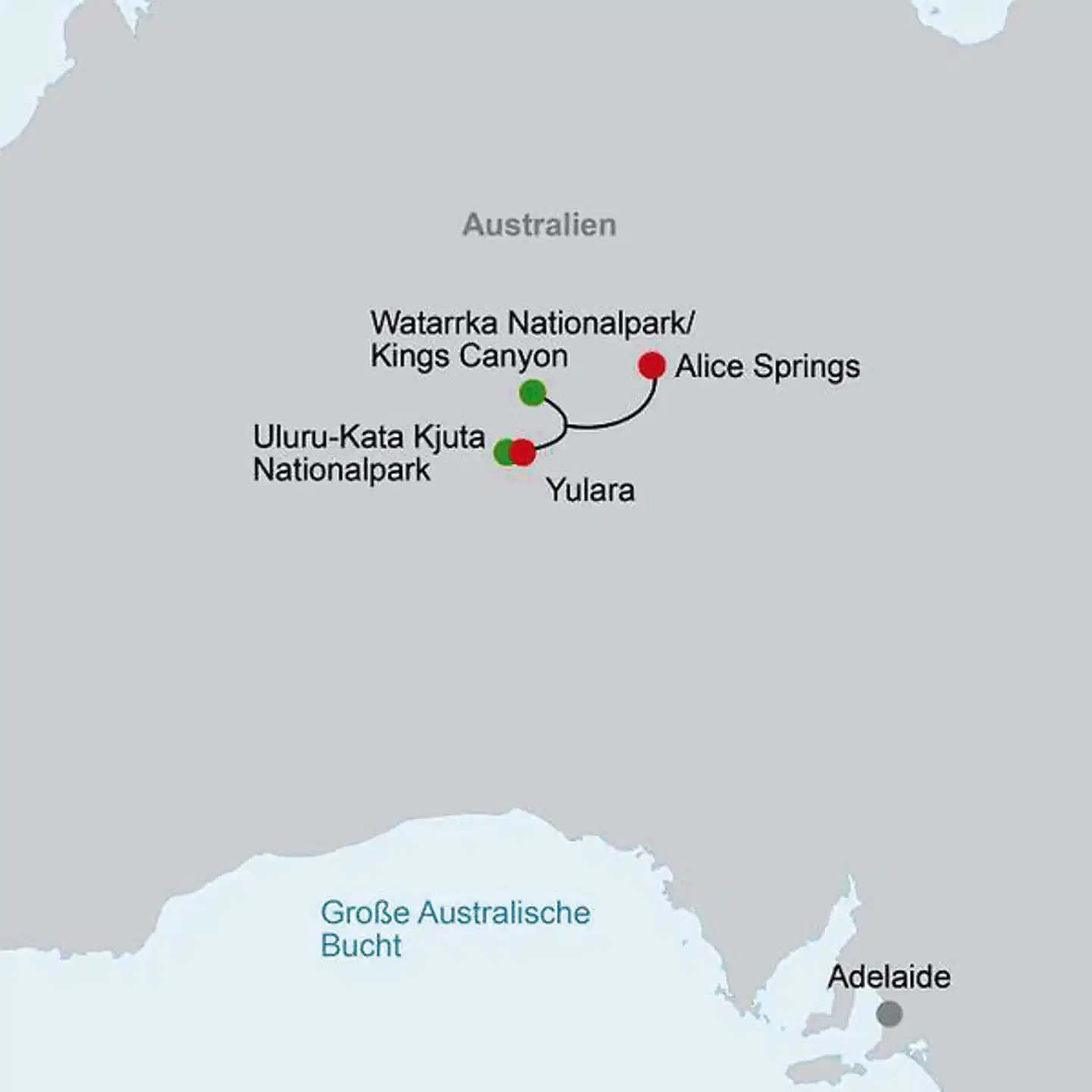 Camping Abenteuer im Roten Zentrum (ab Yulara) Landkarte