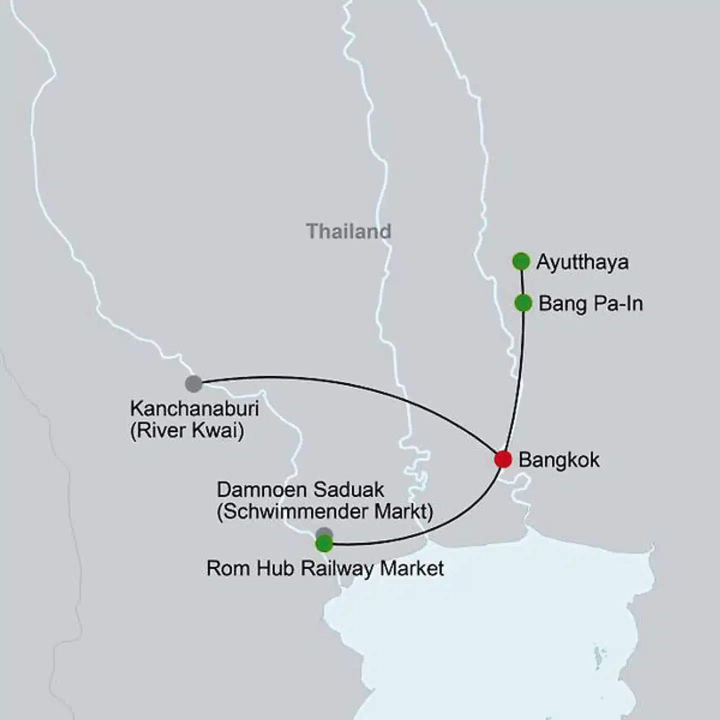 Highlights um Bangkok (Privatreise) Landkarte