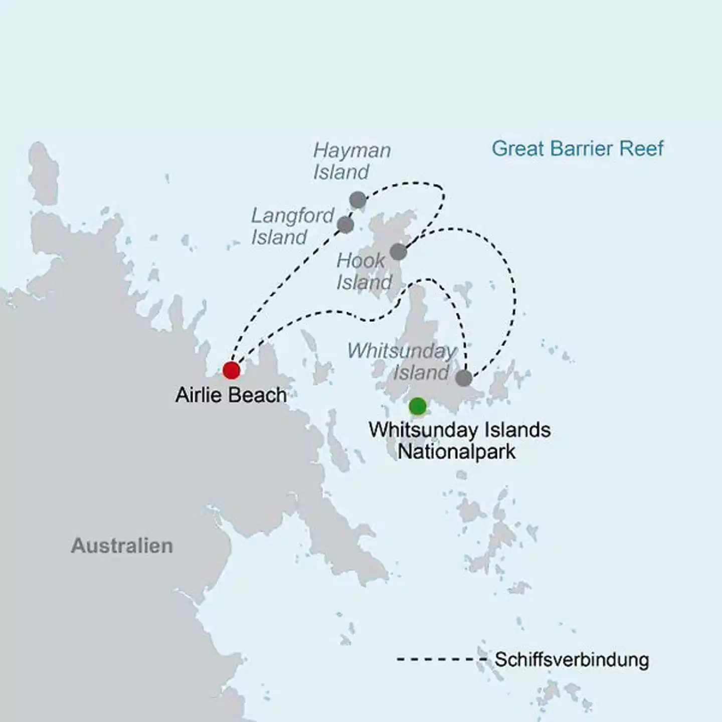Segelabenteuer durch die Whitsunday Islands Landkarte
