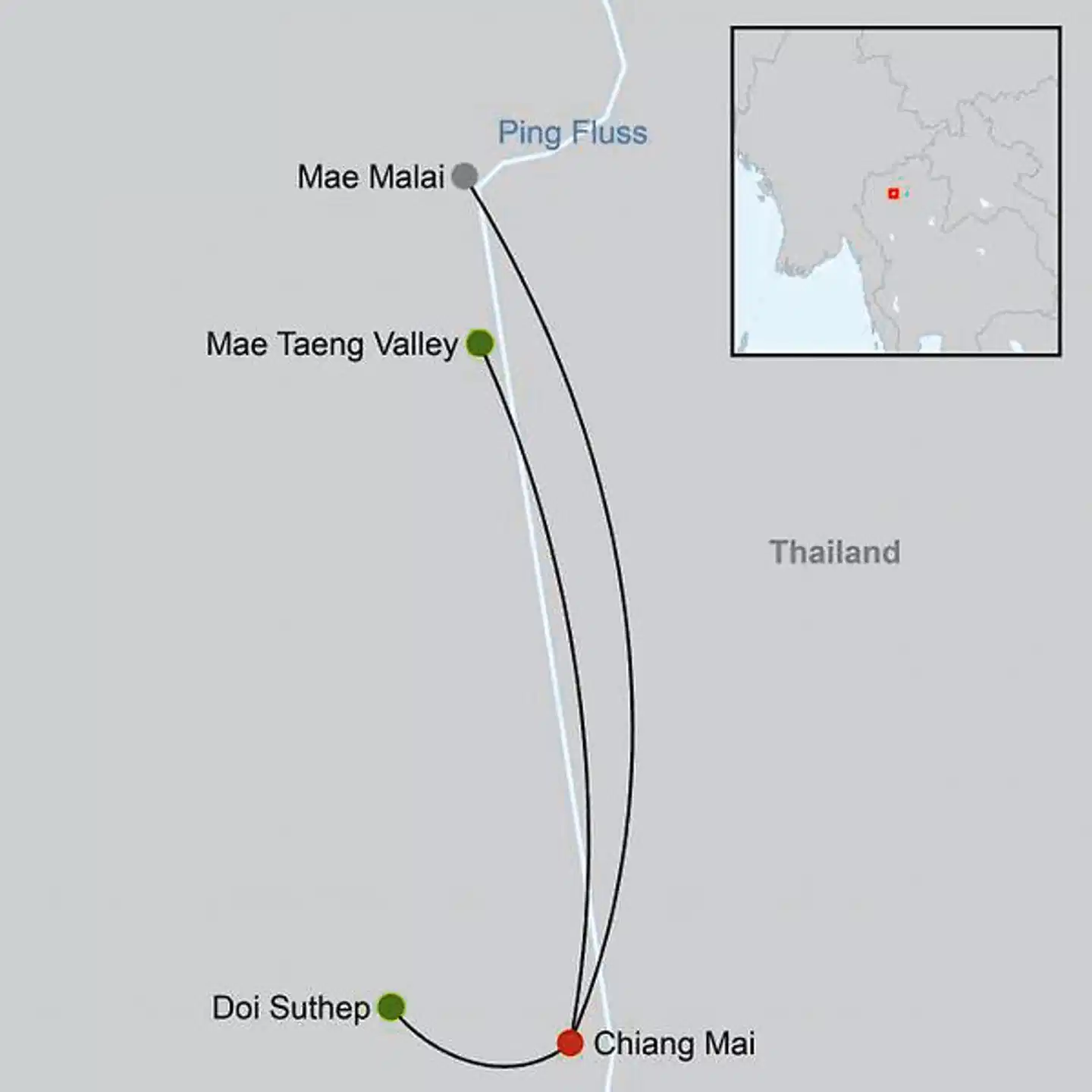 Nordthailand aktiv Landkarte