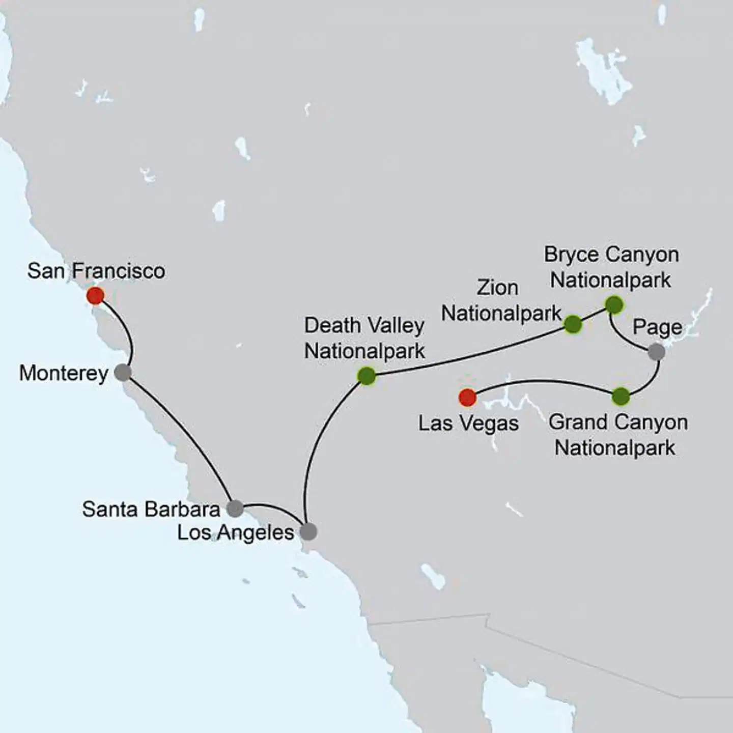 Goldene Brücken & Grandiose Canyons Landkarte