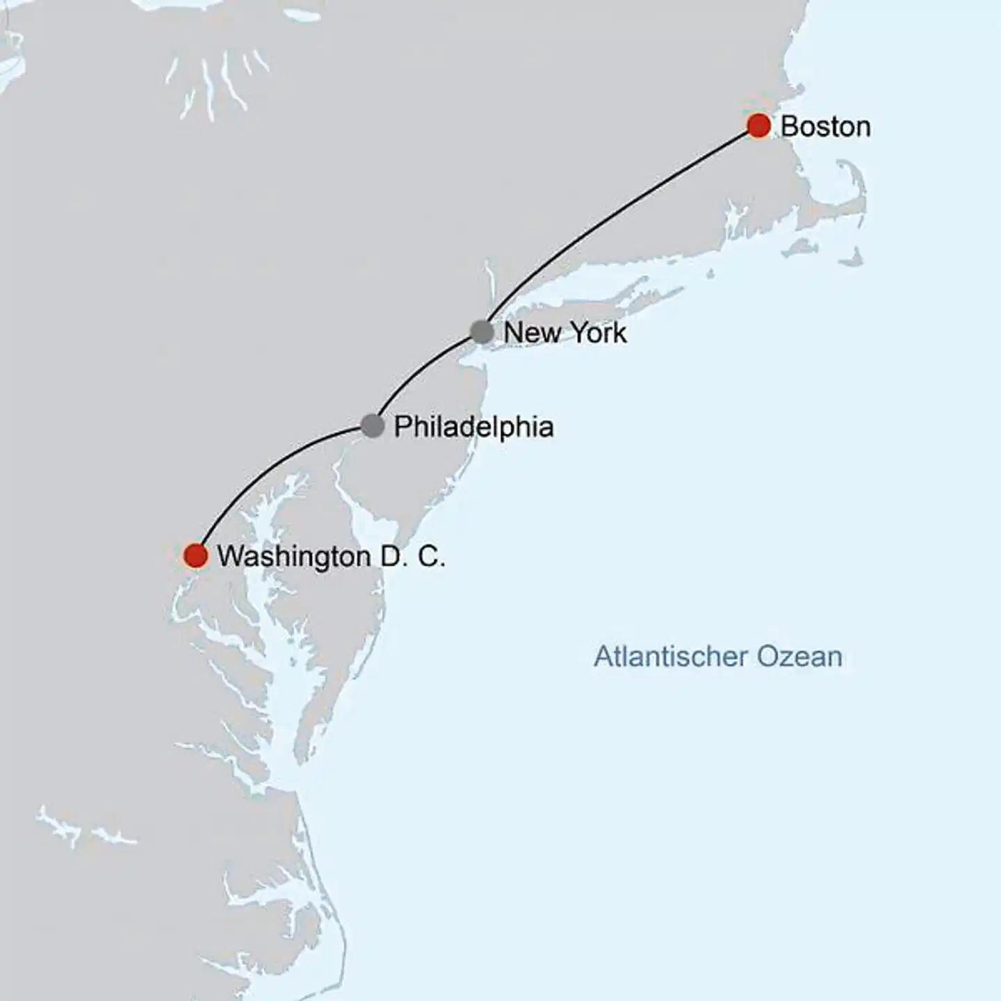 Highlights der Ostküste Landkarte