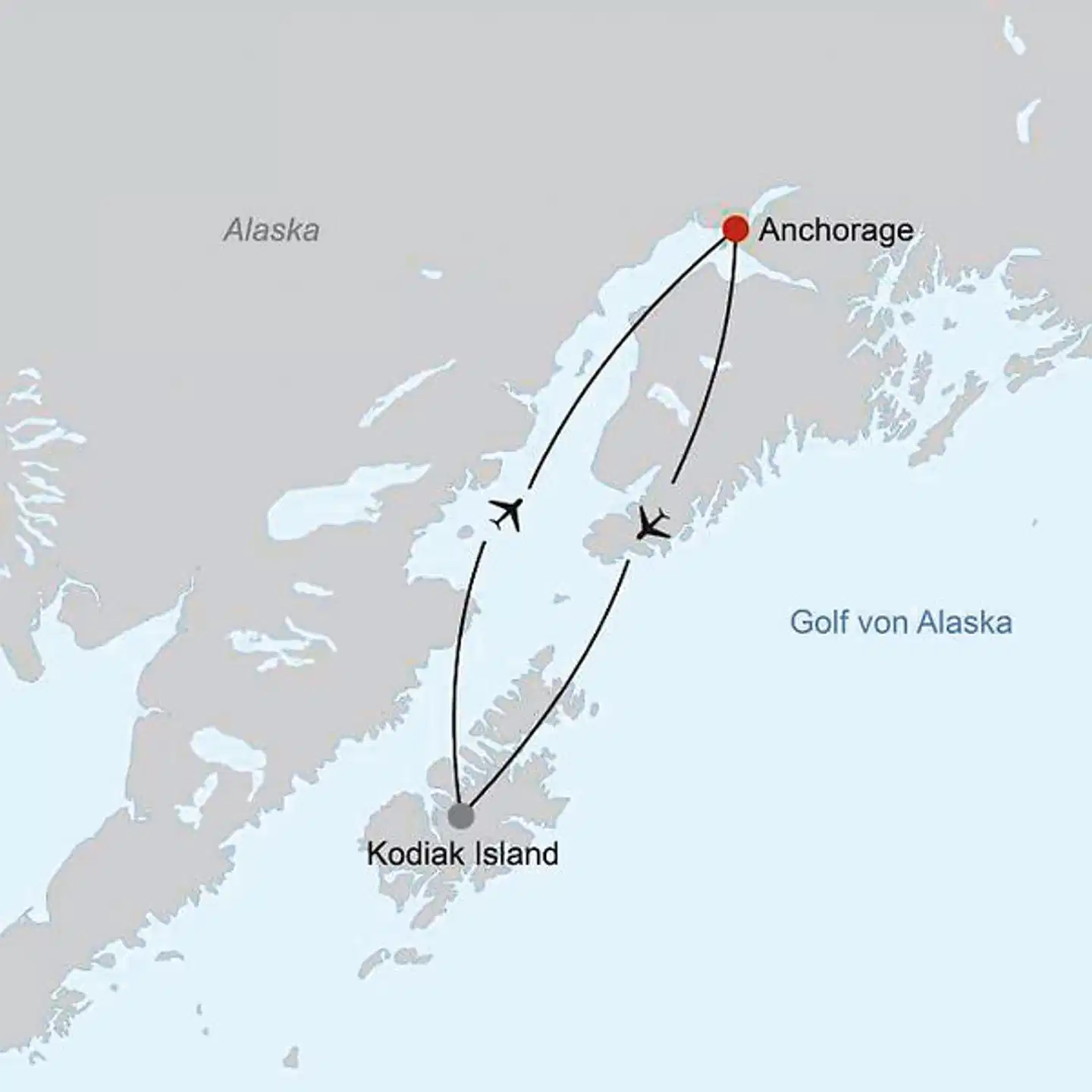 Sur les traces des ours sur l’île de Kodiak Landkarte