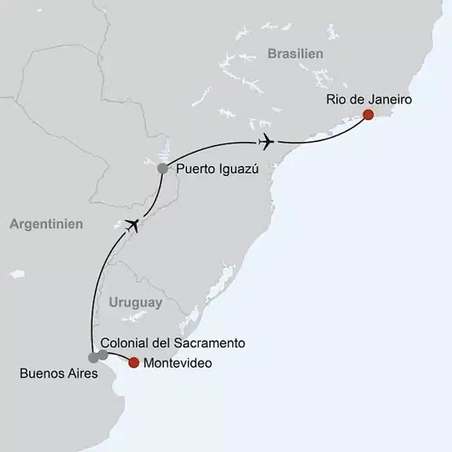 Tango, Gauchos und faszinierende Metropolen Landkarte