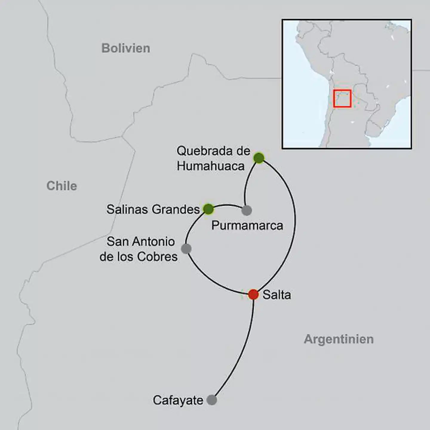 Sagenhafte Naturschätze im Norden Argentiniens Landkarte