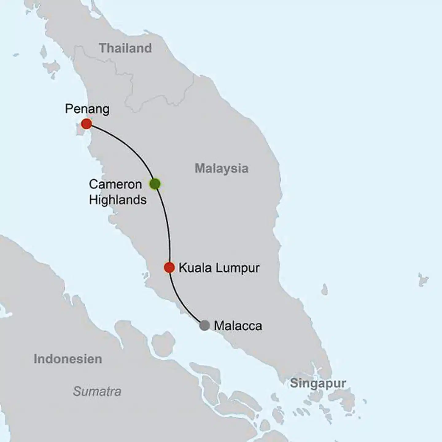 Malaysia Kaleidoskop (Privatreise) Landkarte