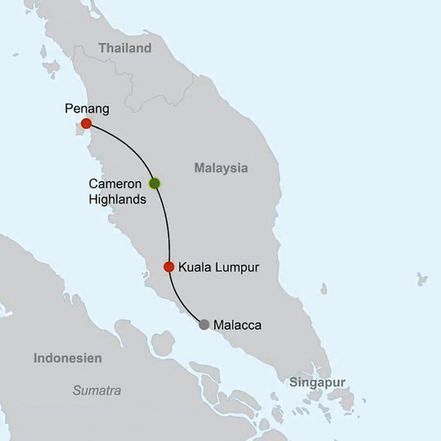 Malaysia Kaleidoskop (Gruppenreise) Landkarte