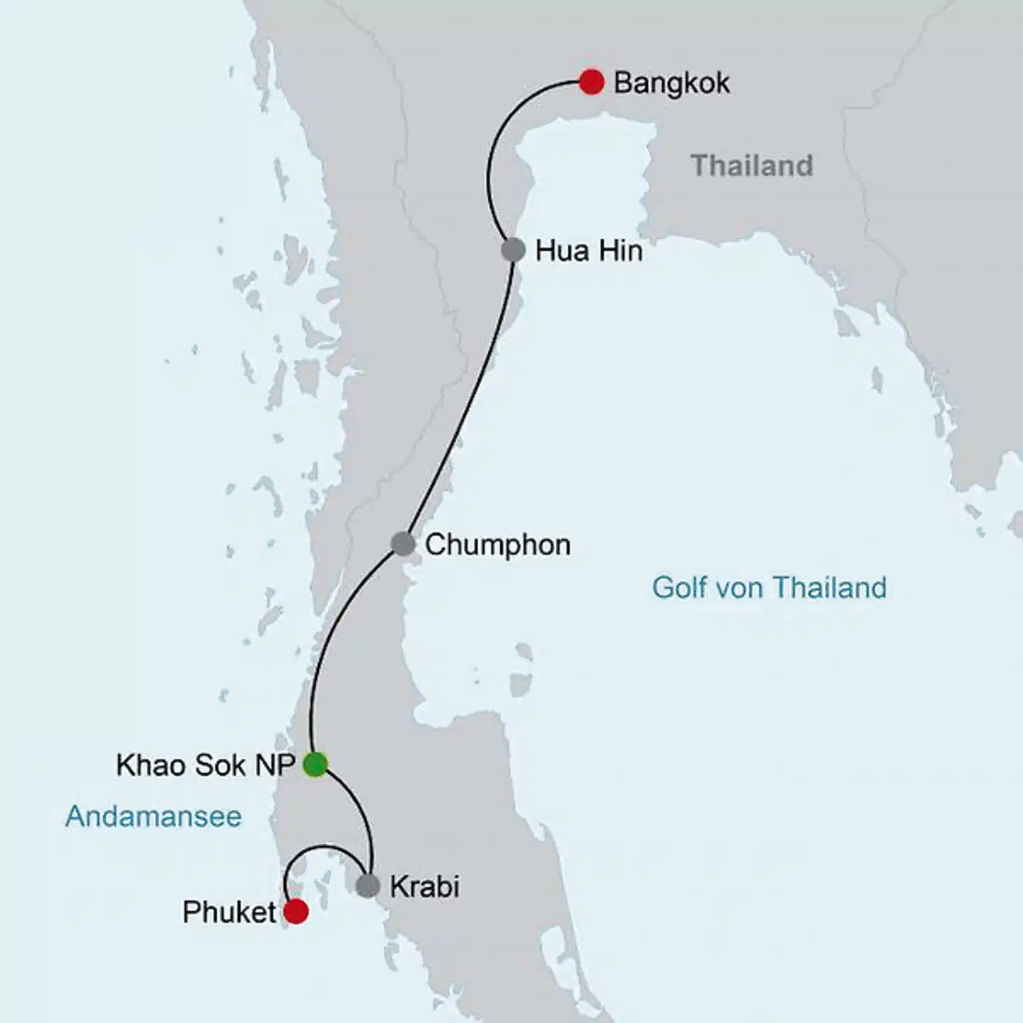 Auf in den Süden (Autoreise) Landkarte