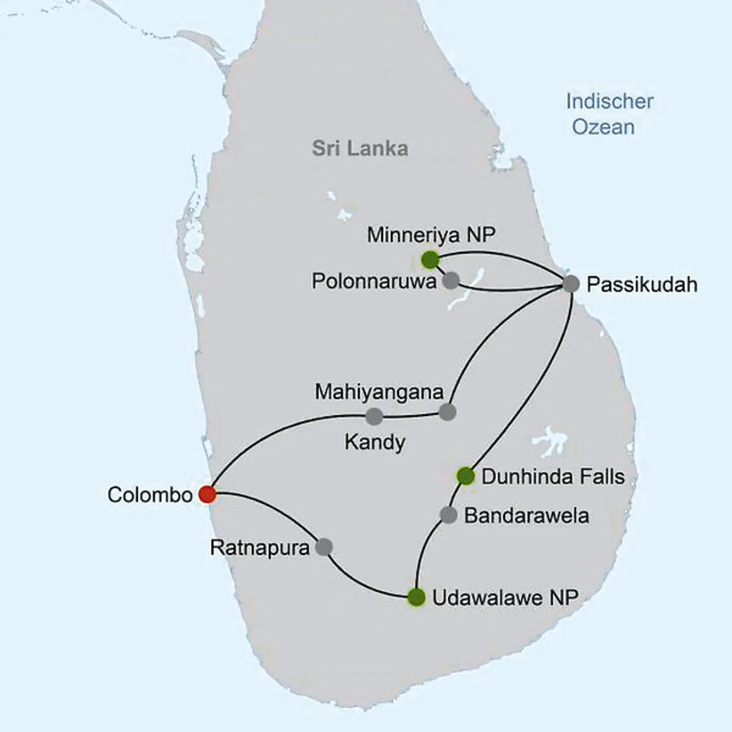 Sri Lanka Allround (Privatreise) Landkarte