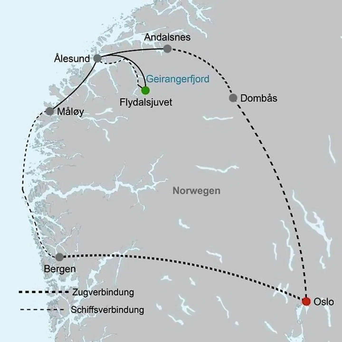 Winter im Geirangerfjord Landkarte