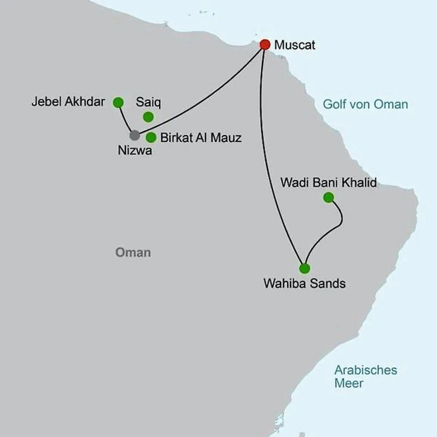 Highlights um Muscat Landkarte