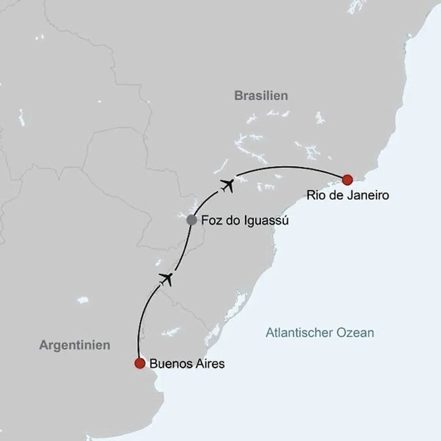 Go with the Flow - Argentinien & Brasilien Landkarte