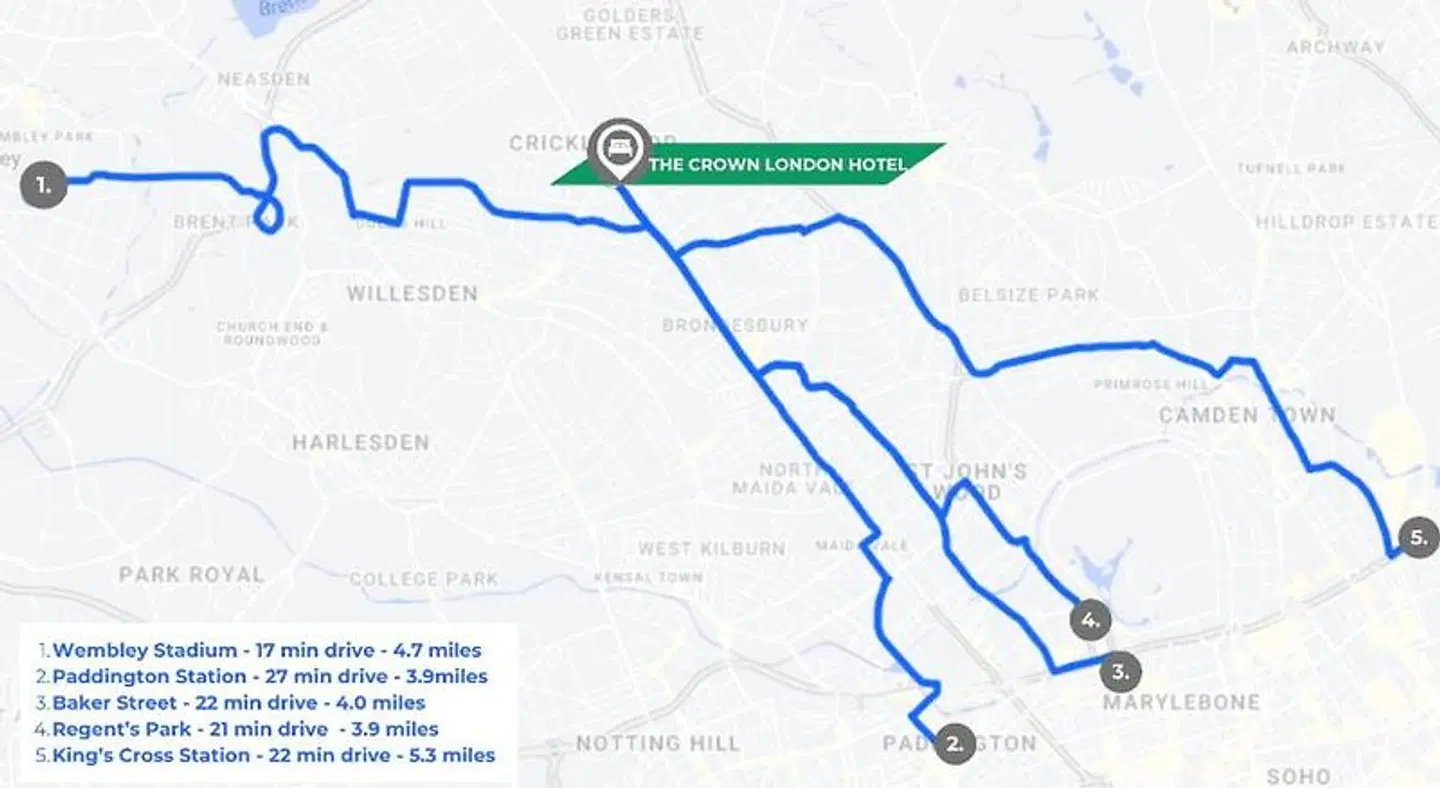 Clayton Crown Hotel London Landkarte